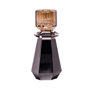 Krystal lysestage – Clematis, smoke/klar/champagne