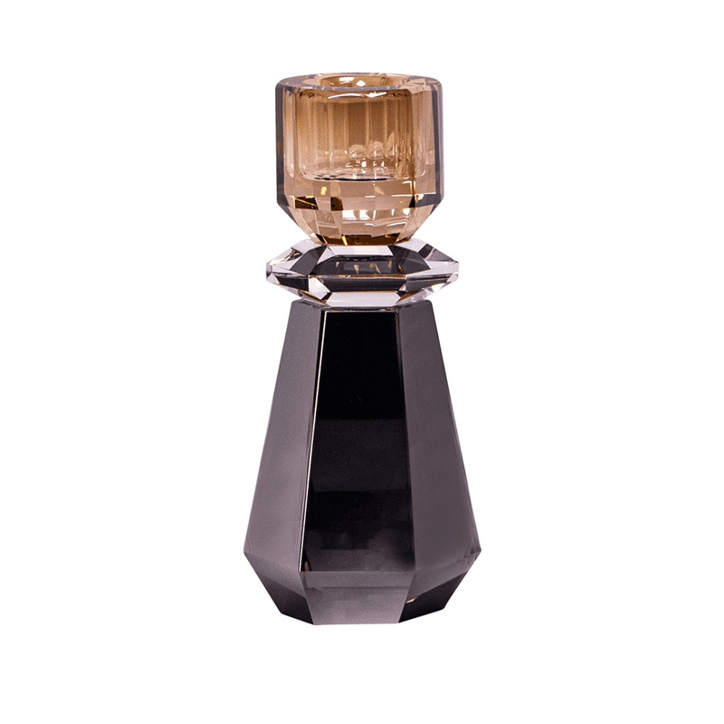 Krystal lysestage – Clematis, smoke/klar/champagne