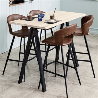 Café-/barbord i massiv eg 130×72 cm (model: Curve)