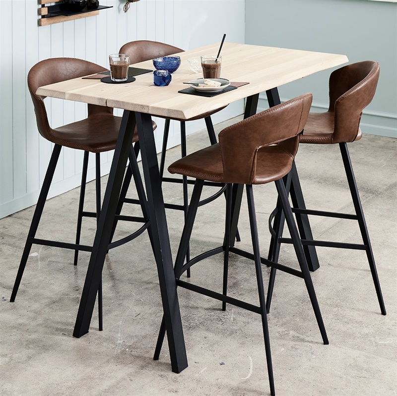 Café-/barbord i massiv eg 130×72 cm (model: Curve)