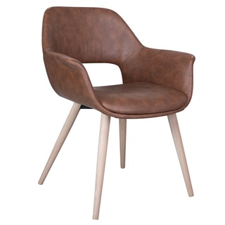 Spisebordsstol Cognac PU med Træstel (Model: Fenja)