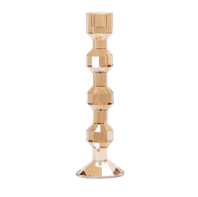 Krystal lysestage – Iris 25 cm, champagne