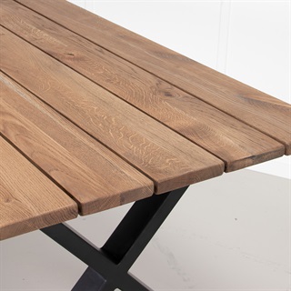 Havebord i egetræ 82x200 cm, antik brun (Model: Outland)