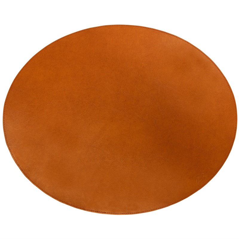Oval dækkeserviet - Cognac bonded læder