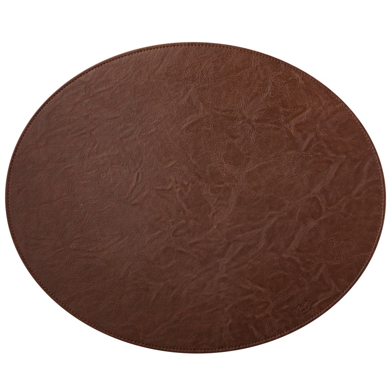 Oval dækkeserviet - Brun PU - HARD