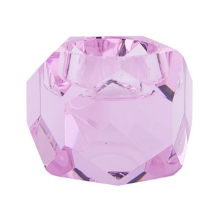 Krystal fyrfadsstage – Taks, lyserød