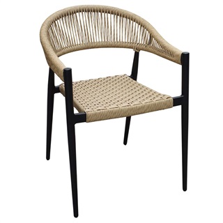 Havestol i flet m. armlæn, sort (Model: Teddy)